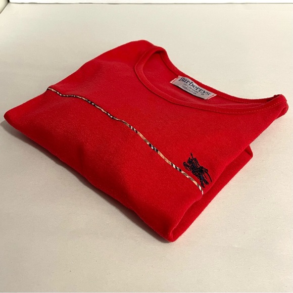 Vintage Burberrys Of London Girl’s 100% Cotton Nova Check Red Top - Picture 9 of 9